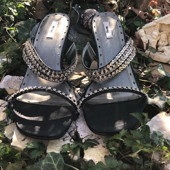 Metro 7 Glitz Fabric Wedges Rhinestone Straps 8.5 - Picture 15 of 16